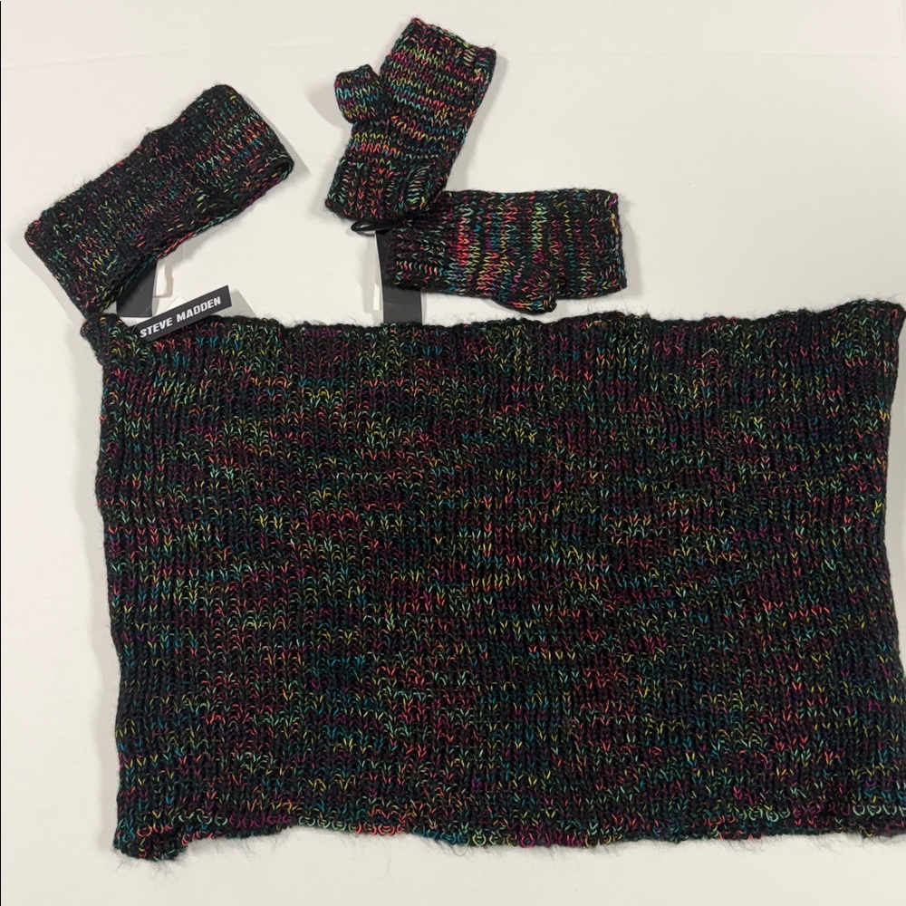 Steve Madden Cowl Scarf, headband & fingerless gloves set